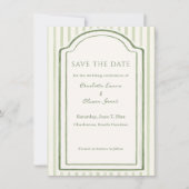 Save The Date Mariage Vert Rayé (Devant)