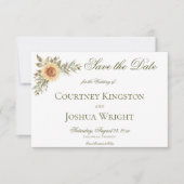 Save The Date Mariage vert rustique de tournesols doux (Devant)