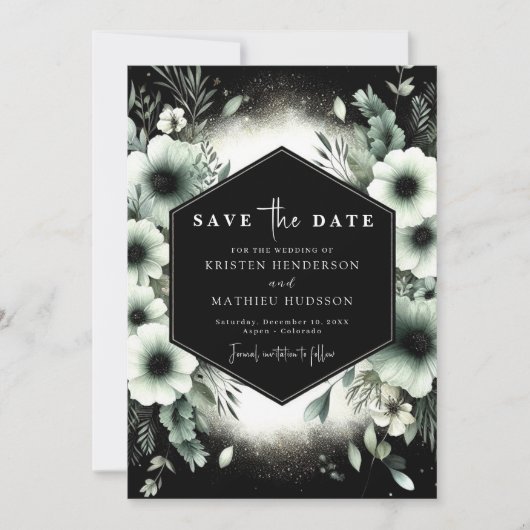 Save The Date Mariage vert Sage Aquarelle Unique (Devant)