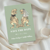 Save The Date Mariage Vert Sauge sur le thème des dinosaures