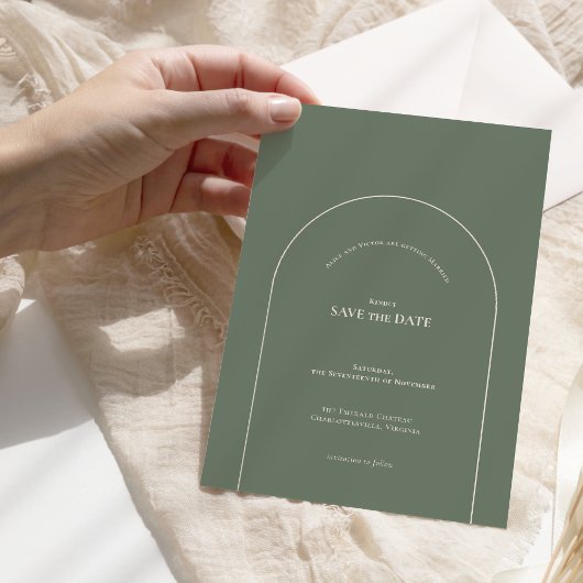 Save The Date Mariage vert simple Boho Arch Sage