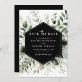 Save The Date Mariage vert simple Boho Watercolor Sage (Devant / Derrière)