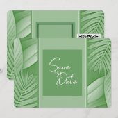 Save The Date Mariage Vert Tropical Code QR de sauvegarde de dat (Devant / Derrière)