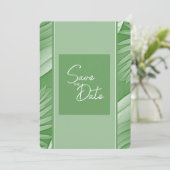 Save The Date Mariage Vert Tropical Enregistrer la Date QR Code  (Debout devant)