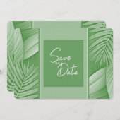 Save The Date Mariage Vert Tropical Enregistrer La Date QR Code  (Devant / Derrière)