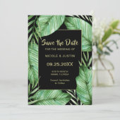 Save The Date Mariage vert tropical luxuriant Enregistrer la dat (Debout devant)