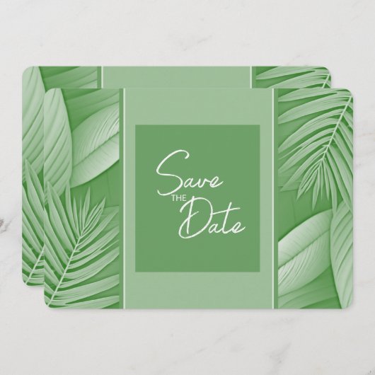 Save The Date Mariage Vert Tropical Sauvegarder la Date QR Code  (Devant / Derrière)