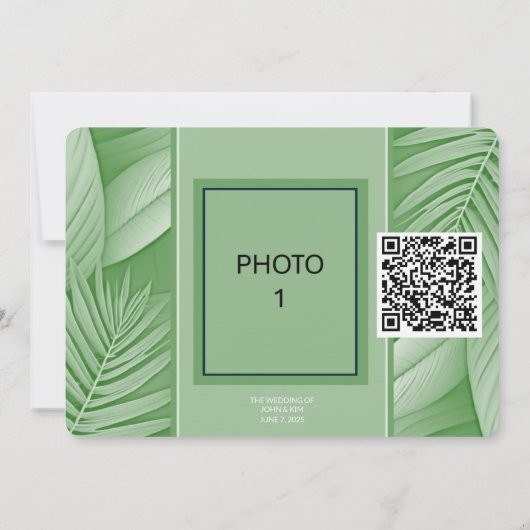Save The Date Mariage Vert Tropical Sauvegarder la Date QR Code  (Dos)