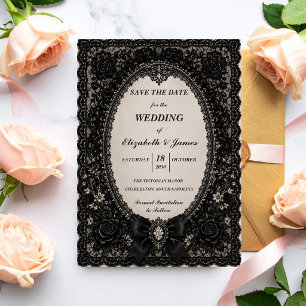 Save The Date Mariage victorien en dentelle noire gothique de lu