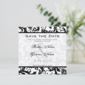 Save The Date Mariage victorien noir et blanc Damas (Debout devant)