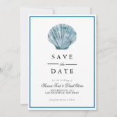 Save The Date Mariage Vintage Coquillage Simple Bleu sarcelle (Devant)