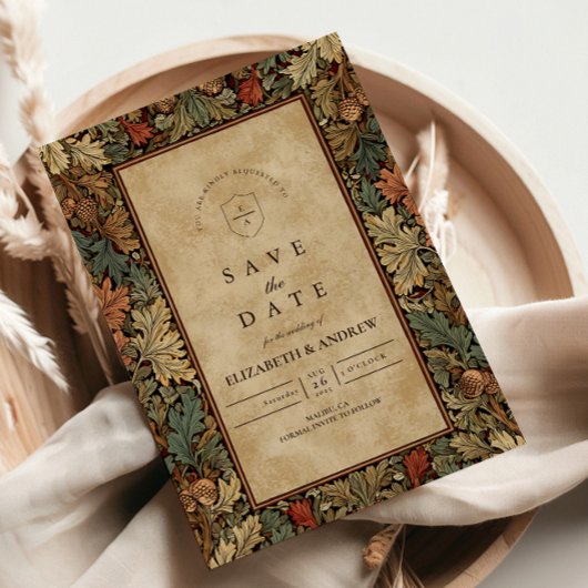 Save The Date Mariage vintage de feuillage végétal