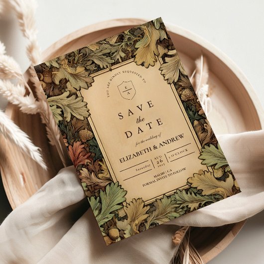 Save The Date Mariage vintage de feuillage végétal