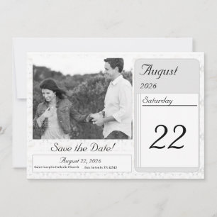 Save The Date Mariage vintage en dentelle blanche