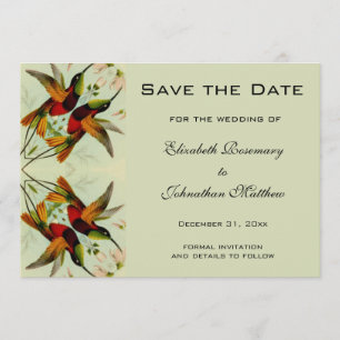 Save The Date Mariage vintage Enregistrer la date Hummingbirds F
