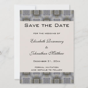 Save The Date Mariage Vintage Enregistrez la Date, Carrés Gris R