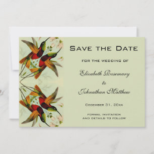 Save The Date Mariage Vintage Épargnez la Date Colibris Fleurs