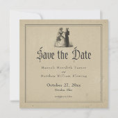 Save The Date Mariage Vintage Gothique Toile Marron (Devant)