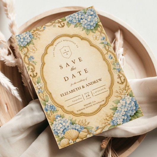Save The Date Mariage Vintage Hydrangea Marin
