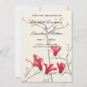 Save The Date Mariage vintage, Magnolia japonais rose (Dos)