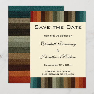 Save The Date Mariage Vintage, Motif Rayures Chaudes d'Automne