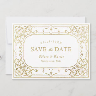 Save The Date Mariage vintage or élégant romantique orné