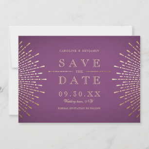 Save The Date Mariage vintage or et violet déco sauver la date