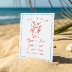 Save The Date Mariage Vintage Rétro Écriture Manuscrite Homard R