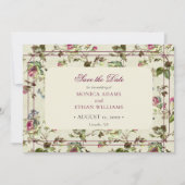 Save The Date Mariage vintage rose (Devant)