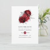 Save The Date Mariage Vintage Rose et Argent (Debout devant)