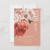 Save The Date Mariage vintage Rustic Rust & Peach Peonies (Devant)