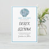 Save The Date Mariage vintage Turquoise bleu simple (Debout devant)