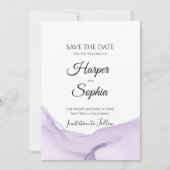Save The Date Mariage violet Aquarelle moderne (Devant)