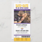 Save The Date Mariage violet Enregistrer le billet de football d (Devant)
