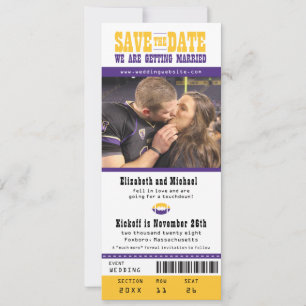 Save The Date Mariage violet Enregistrer le billet de football d