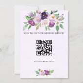 Save The Date Mariage violet fleurs QR code site (Dos)