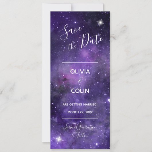 Save The Date Mariage violet Night Sky Starlight (Devant)