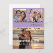 Save The Date Mariage violet personnalisé Enregistrer la date (Devant / Derrière)