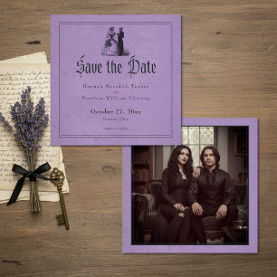 Save The Date Mariage Violet Toile Gothique Noir Vintage