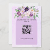 Save The Date Mariage violet violet fleurs violet arc QR code si (Dos)
