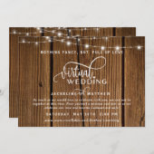 Save The Date Mariage virtuel en ligne Bois rustique, Lumières à (Devant / Derrière)