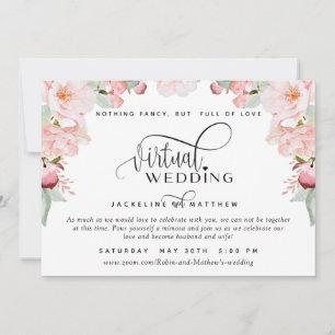 Save The Date Mariage virtuel en ligne, floral rose pâle
