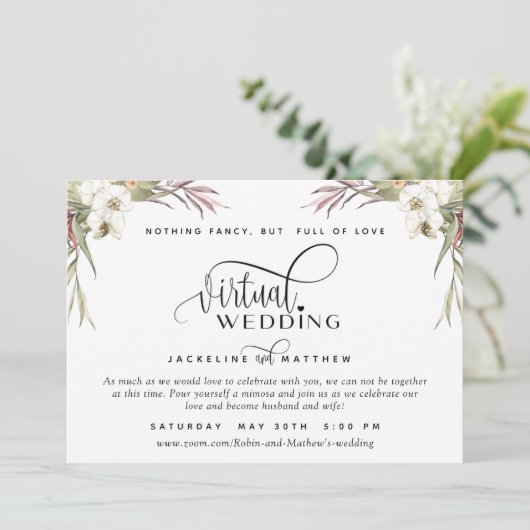 Save The Date Mariage virtuel en ligne Palm Tropical Feuille Flo (Debout devant)