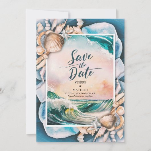 Save The Date Mariage Whimsical Beach (Devant)