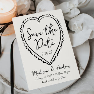 Save The Date Mariage Whimsical Black Heart