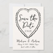 Save The Date Mariage Whimsical Black Heart (Devant)