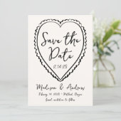 Save The Date Mariage Whimsical Black Heart (Debout devant)