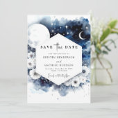 Save The Date Mariage Whimsical Blue Moonlit (Debout devant)