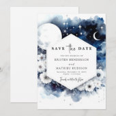 Save The Date Mariage Whimsical Blue Moonlit (Devant / Derrière)