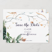 Save The Date Mariage Whimsical Boho fleur sauvage (Devant / Derrière)